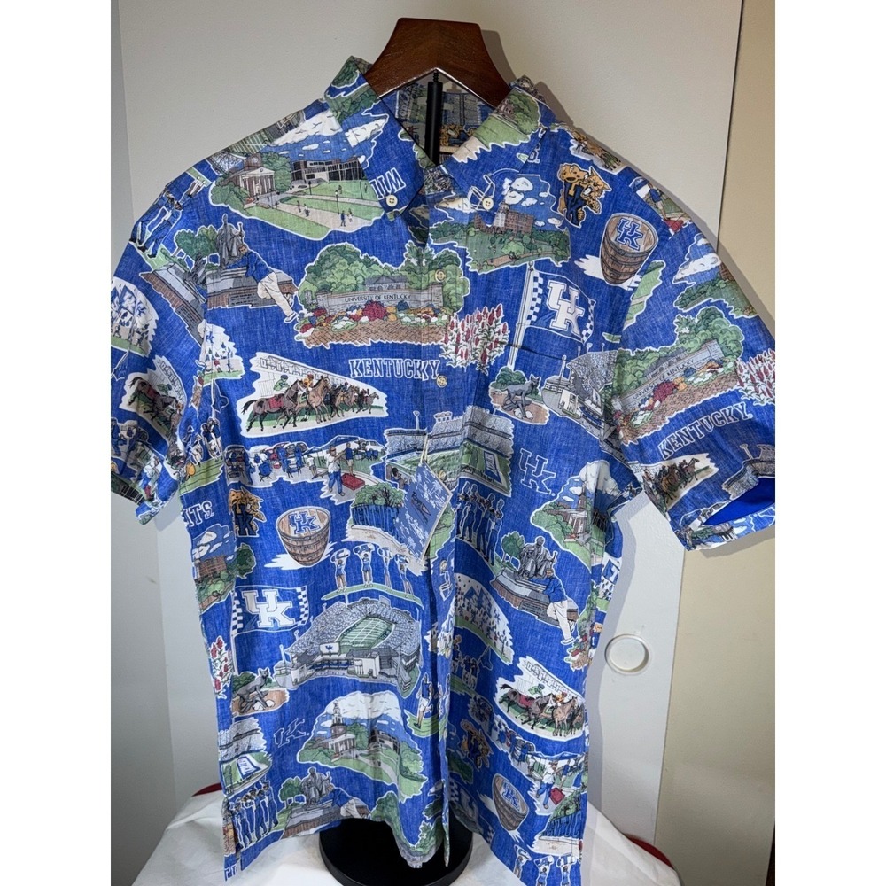 NEW Reyn Spooner x University Kentucky Wildcat Mens Medium All Over Print Aloh - Picture 2 of 9